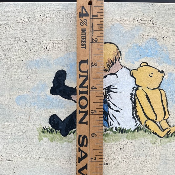 WINNIE THE POOH & CHRISTOPHER ROBIN VTG HAND PAINTED STEPSTOOL DECOR DISTRESSED - Picture 14 of 15